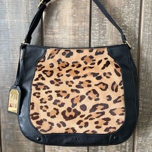 SOLD -Lauren by Ralph Lauren Leopard Pony Hair & Black Leather Shoulder Bag NWOT